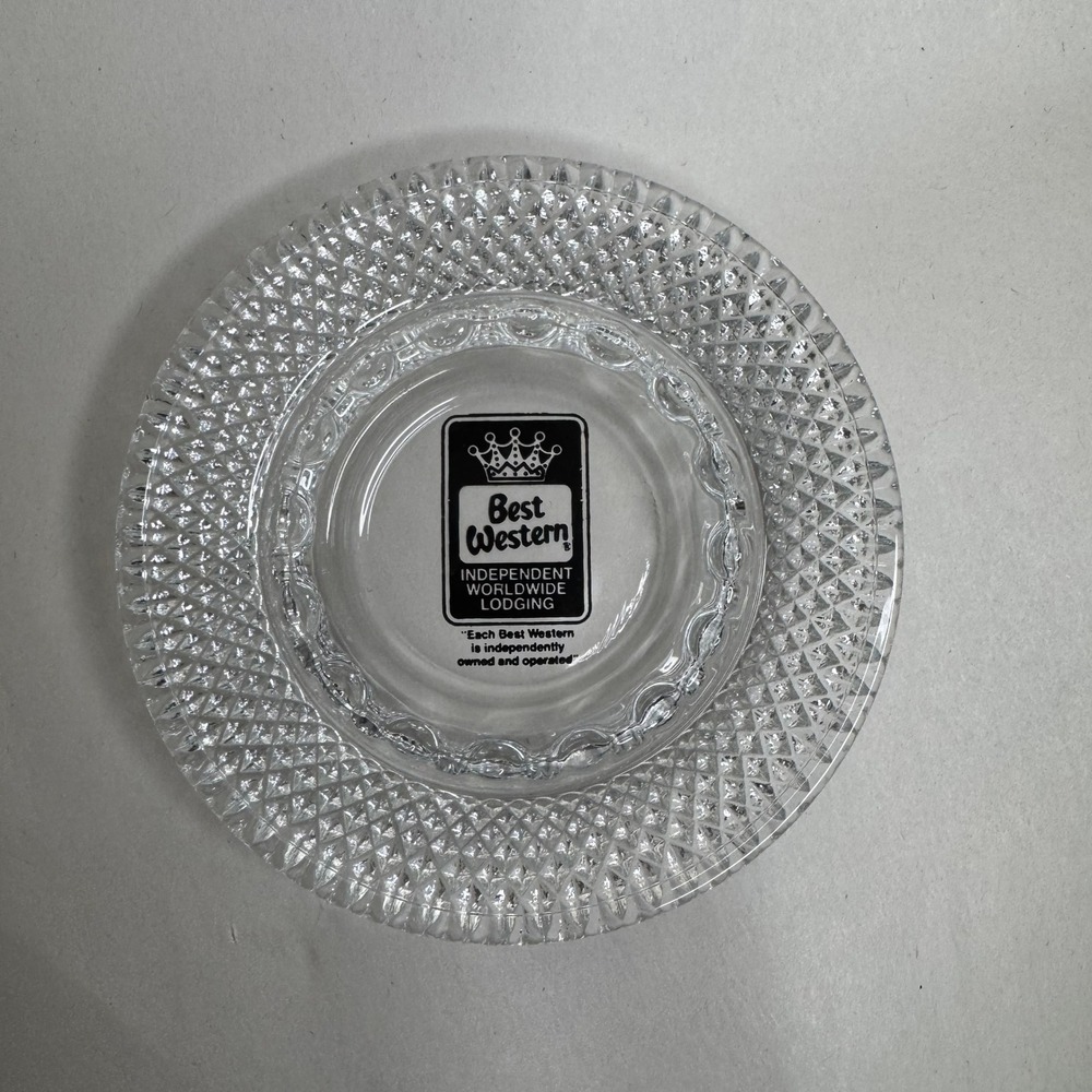 Vintage Best Western Independent Worldwide Lodging Clear Glass Ashtray